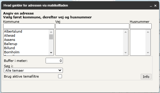 Søgefunktionen "Hvad gælder for en adresse?"